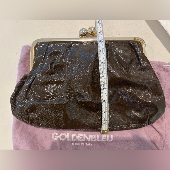 Vintage Y2K Gray Patent Leather Clutch GoldenBleu Mercedes Snap Closure EUC - Picture 5 of 7